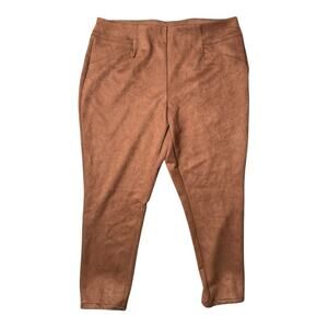 Cato Faux Suede Plus Size Pants 18/20W Stretch Waist, High Rise, Workwear, Brown